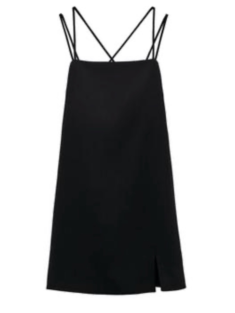 ZARA Black Double Strap Criss Cross Strappy Back Bodycon Mini Dress Sz S